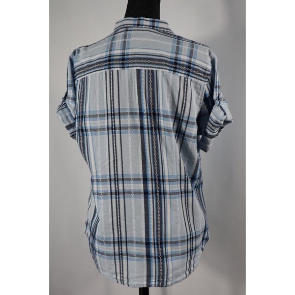 Prestwick & Moore Blue Plaid Button-Up Shirt Size Medium - Picture 2 of 11